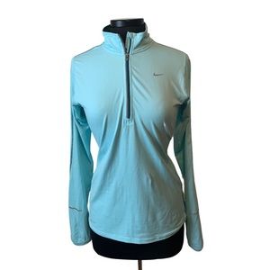 Nike Running Dri-Fit Long Sleeve 1/4 Zip Pullover Top Light Blue